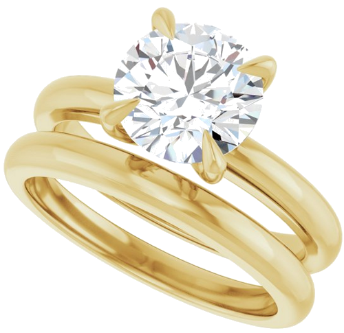 18K Yellow 8 mm Round Solitaire Engagement Ring Mounting (10)