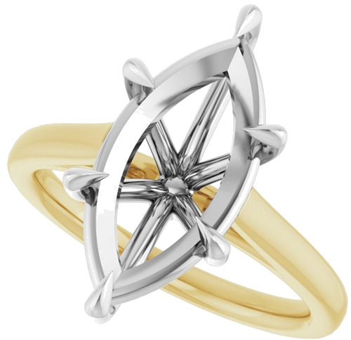 Sužadėtuvių Žiedas „Claw-Pong“ 14k yellow/white gold Marquise 16mm x 8mm (5)