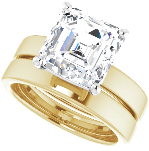 Sužadėtuvių Žiedas „Solitaire“ 14k yellow/white gold Asscher 9mm (10)