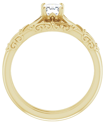 Sužadėtuvių Žiedas „Solitaire Sculptural“ 14k yellow gold Emerald 6mm x 4mm (7)