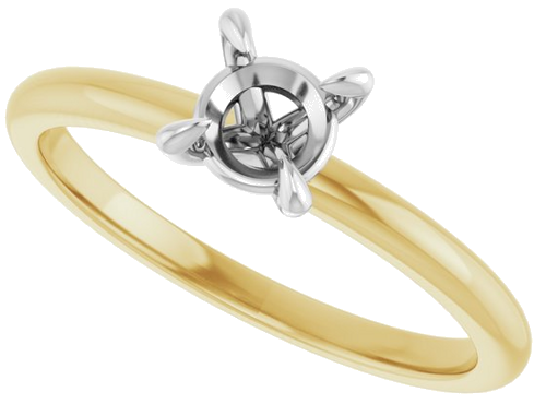 Sužadėtuvių Žiedas „Solitaire“ 14k yellow/white gold Round 5.2mm (5)