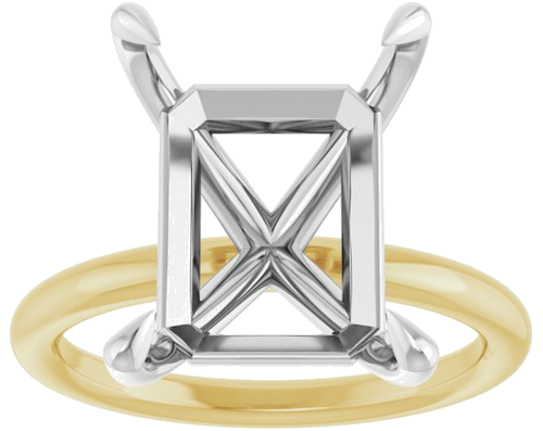 Sužadėtuvių Žiedas „Claw-Prong Solitaire“ 14k yellow/white gold Emerald 13mm x 11mm (3)