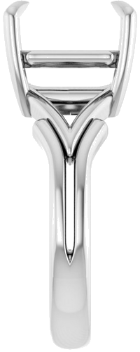 14K White 10 mm Asscher Solitaire Engagement Ring Mounting (4)