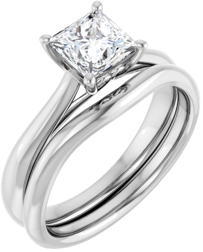 14K White  5.5 mm Square Solitaire Engagement Ring Mounting (6)