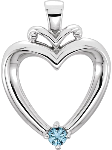 Sterling Silver 1-Stone Family Heart Pendant Mounting (4)