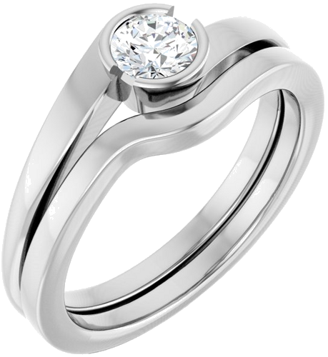 Sužadėtuvių Žiedas „Half-Bezel Solitaire“ 14k white gold Round 4.4mm (6)