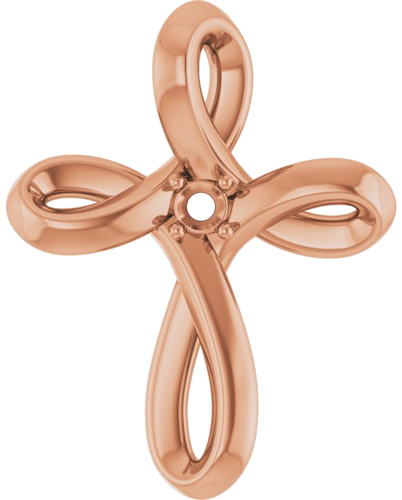 Pakabukas „Solitaire Cross“ 14k rose gold Round 1.5mm (1)