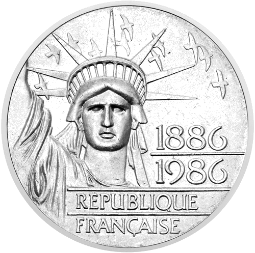 100 franki Brīvības statuja 1986 Francija sudraba monēta (1)
