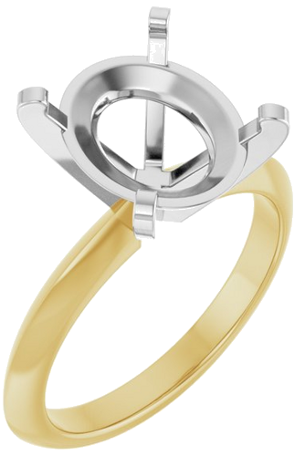 Sužadėtuvių Žiedas „Knife-Edge“ 14k yellow/white gold Oval 12mm x 10mm (1)