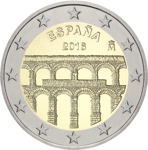 2016 Ispanija Segovijos akvedukas 2 eurų moneta (1)
