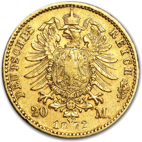 20 Mark Ludwig II (1872-1873) Gold Coin Bavaria German Empire (2)