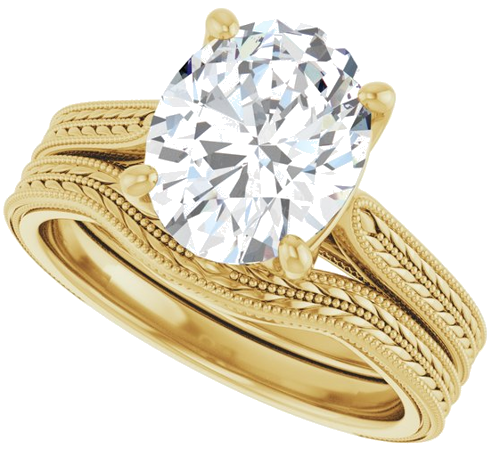 Sužadėtuvių Žiedas „Solitaire“ 14k yellow gold Oval 10mm x 8mm (10)