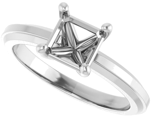 Sužadėtuvių Žiedas „Solitaire“ 14k white gold Asscher 6mm (5)