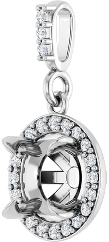 Pakabukas „Halo-Style“ 14k white gold Round 6.5mm (2)