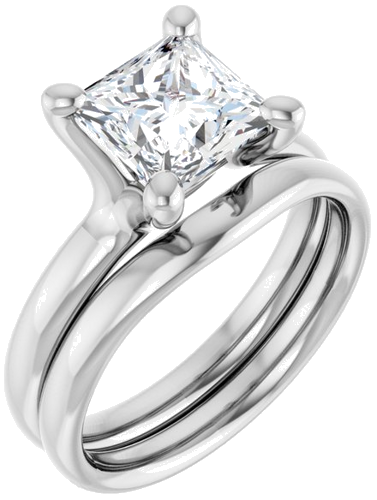 Sužadėtuvių Žiedas „Solitaire“ 14k white gold Square 7mm (6)