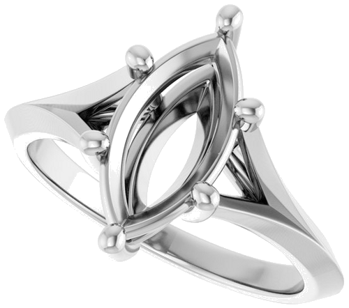 Sužadėtuvių Žiedas „Solitaire Split Shank“ 14k white gold Marquise 12mm x 6mm (5)