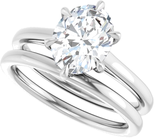 Sužadėtuvių Žiedas „Claw-Pong“ 14k white gold Oval 9mm x 7mm (10)