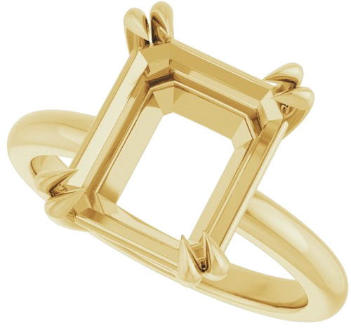 Sužadėtuvių Žiedas „Double Claw-Prong Solitaire“ 14k yellow gold Emerald 11mm x 9mm (5)