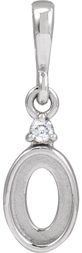 14K White 6x4 mm Oval .015 CT Natural Diamond Semi-Set Cabochon Pendant (1)