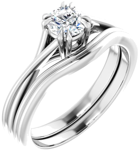 14K White 4.8 mm Round Solitaire Engagement Ring Mounting (6)