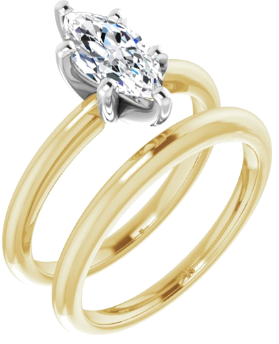 Sužadėtuvių Žiedas 18k yellow/white gold Marquise 10mm x 5mm (6)
