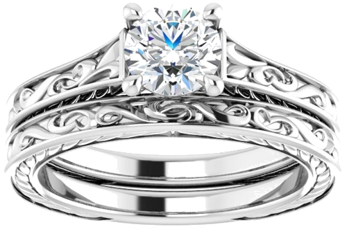 Sužadėtuvių Žiedas „Solitaire Scroll“ 14k white gold Round 5.8mm (8)