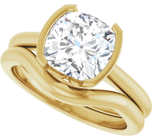 Sužadėtuvių Žiedas „Half-Bezel Solitaire“ 14k yellow gold Cushion 8mm (10)