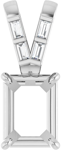 Pakabukas „Accented“ 585 Baltojo Aukso Emerald 8mm x 6mm (1)