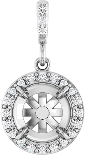 Pakabukas „Halo-Style“ 14k white gold Round 7mm (1)