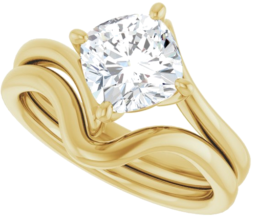 Sužadėtuvių Žiedas „Solitaire“ 585 Geltonojo Aukso Cushion 7mm (10)