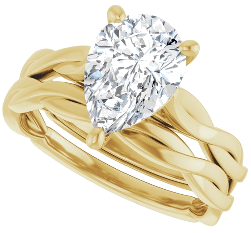 Sužadėtuvių Žiedas „Infinity-Inspired“ 14k yellow gold Pear 10mm x 7mm (10)