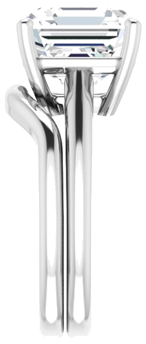 14K White 10 mm Asscher Solitaire Engagement Ring Mounting (9)