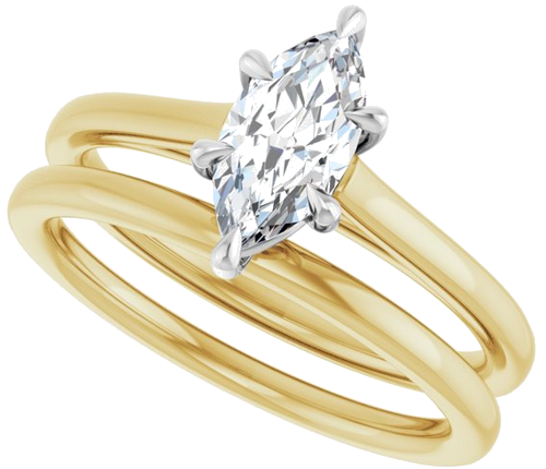 Sužadėtuvių Žiedas „Claw-Pong“ 14k yellow/white gold Marquise 9mm x 4.5mm (10)