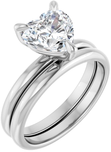 Sužadėtuvių Žiedas „Solitaire“ 14k white gold Heart 8mm (6)