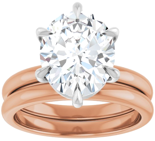 Sužadėtuvių Žiedas „Claw-Prong“ 14k rose/white gold Oval 11mm x 9mm (8)