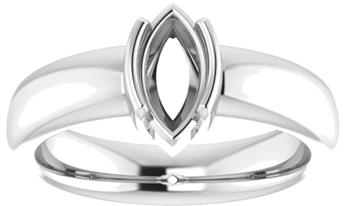 14K White 9 x 4.5 mm Marquise Half Bezel Solitaire Engagement Ring Mounting (3)