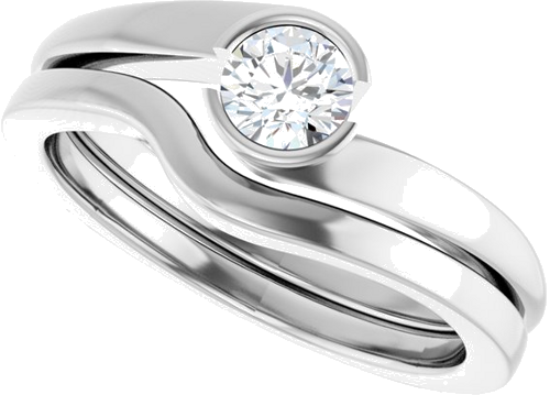 Sužadėtuvių Žiedas „Half-Bezel Solitaire“ 14k white gold Round 4.4mm (10)