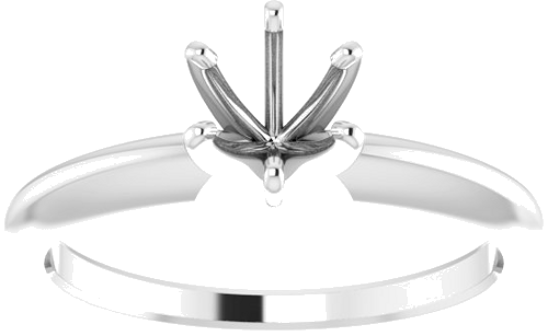 14K White 5.4-5.7 mm Round 6-Prong Comfort-Fit Solitaire Ring Mounting (3)