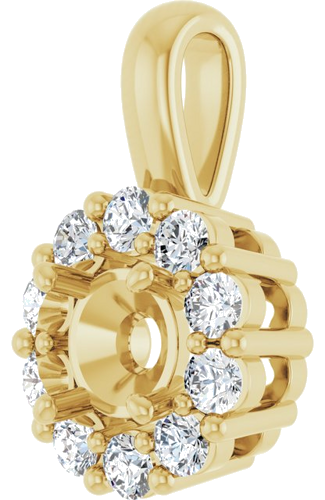 Pakabukas „Halo-Style“ 14k yellow gold Round 4.1mm (2)