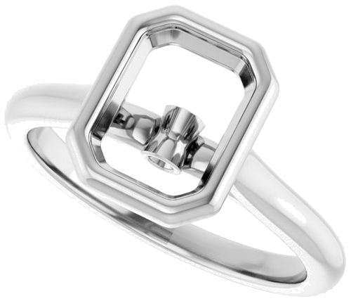 Sužadėtuvių Žiedas „Bezel-Set Accented“ 14k white gold Emerald 8mm x 6mm (5)