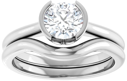 Sužadėtuvių Žiedas „Half Bezel Solitaire“ 585 Baltojo Aukso Round 6mm (8)