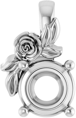 Pakabukas „Solitaire Floral“ 14k white gold Round 6.5mm (1)
