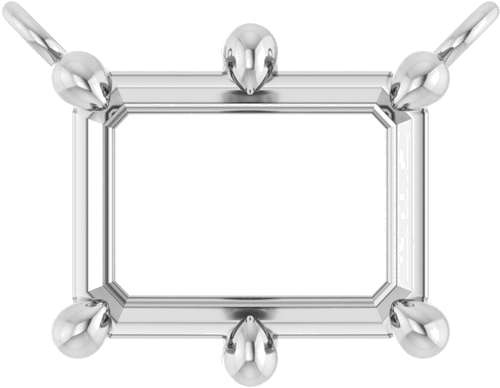 14K White 8x6 mm Emerald 6-Prong Necklace Center (1)