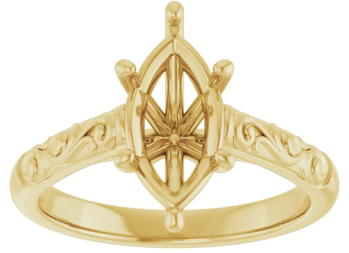14K Yellow 12x6 mm Marquise Solitaire Engagement Ring Mounting (3)