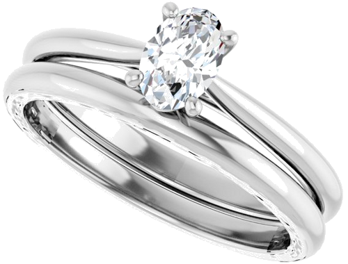 Sužadėtuvių Žiedas „Solitaire“ 950 Platinos Oval 6mm x 4mm (10)