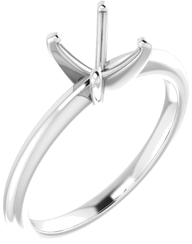 14K White  6x6 mm Cushion Solitaire Engagement Ring Mounting (1)