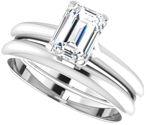 Sužadėtuvių Žiedas „Solitaire“ 14k white gold Emerald 7mm x 5mm (10)