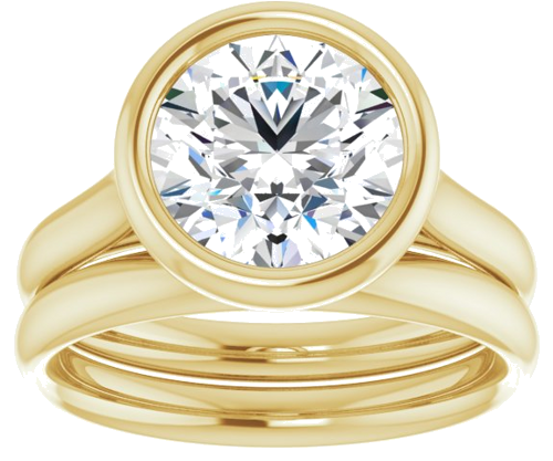 Sužadėtuvių Žiedas „Bezel-Set Solitaire“ 585 Geltonojo Aukso Round 8.8mm (8)