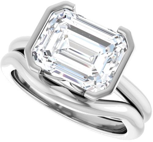 Sužadėtuvių Žiedas „Half-Bezel Solitaire“ 10k white gold Emerald 10mm x 8mm (10)