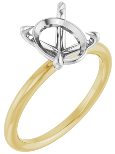 Sužadėtuvių Žiedas „Claw-Prong Solitaire“ 14k yellow/white gold Oval 10mm x 8mm (1)